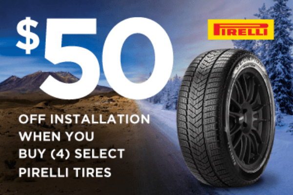 $50 off with purchase of 4 Pirelli Tires coupon