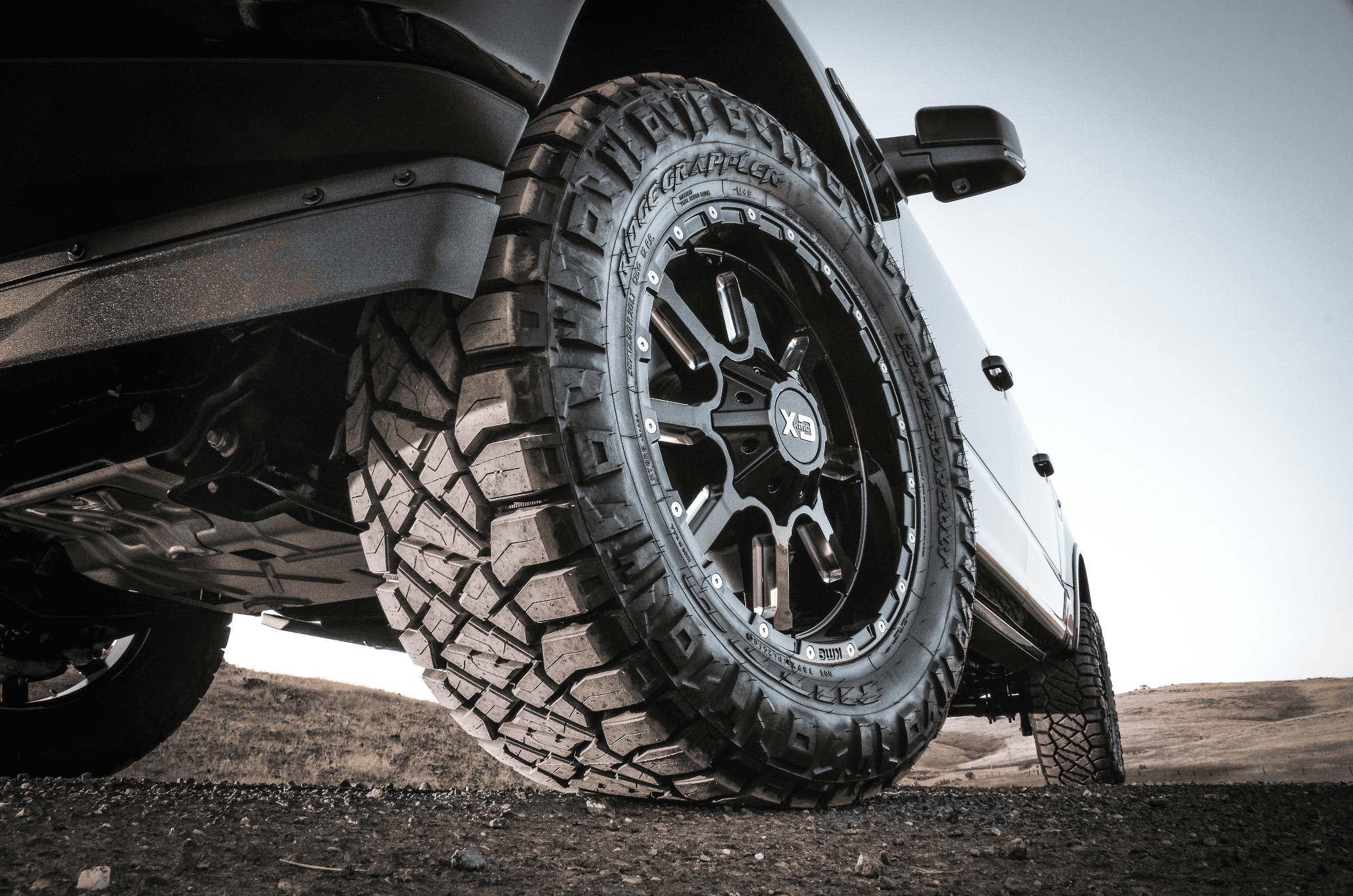 Under view of a truck with Nitto Ridge Grappler tires