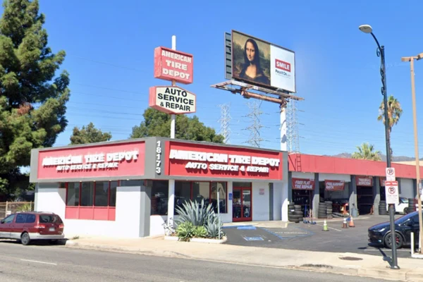 American Tire Depot Location at 18173 Chatsworth St Granada Hills, CA 91344-5613 Store Front